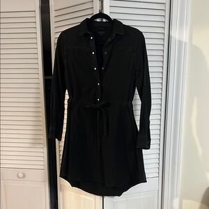 All Saints Black Long Sleeve Shirt Dress